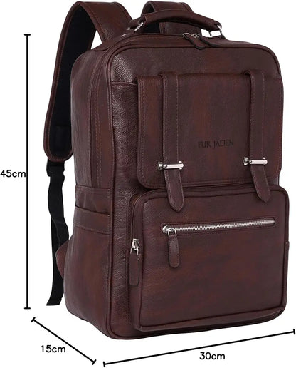 FUR JADEN Vegan Leather Stylish 15.6 Inch Laptop Backpack Travel Weekender Bag For Men Women