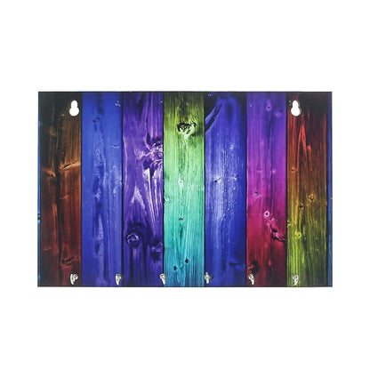 Ecraftindia Abstract Theme Wooden Key Holder With 6 Hooks | Colour Multicolour