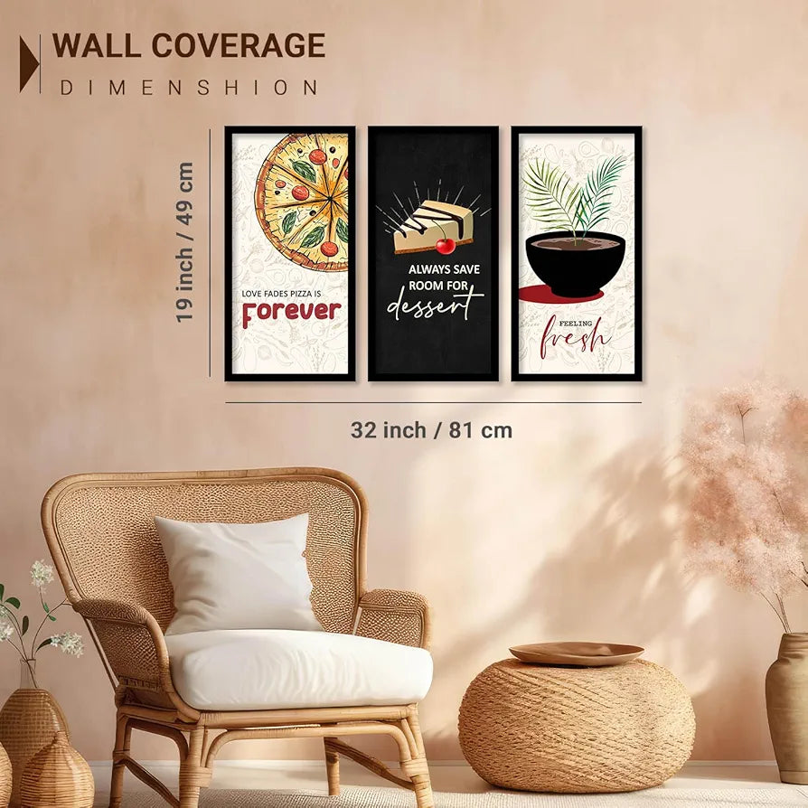 Kotart Kitchen Quotes Posters with Frame Forever Set of 3