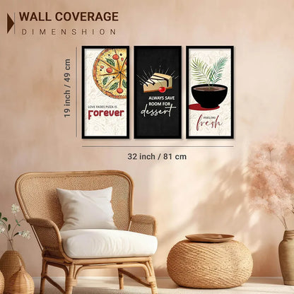 Kotart Kitchen Quotes Posters with Frame Forever Set of 3
