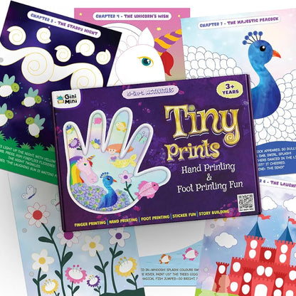 GiniMini Tiny Prints and The Magical Journey Art & Craft Kit for Kids 3–5 | 10 Story-Based Activities, Fingerprint Painting, Stickers, DIY Scrapbook | Creative Gift for Preschoolers
