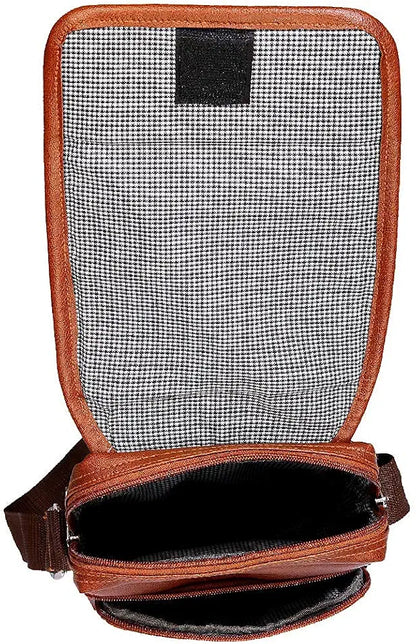 Leather World Sling Bag for Men PU Leather Messenger Cross Body Travel Office One Side Chest Shoulder Bag for Men & Women