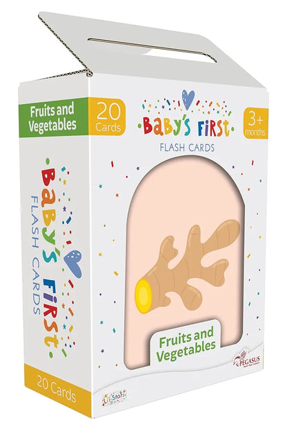Popcorn Games Fruits and Vegetables Baby's First Board Flash Card Learning Educational for New Born Baby Kids Ages 3 Month+ Best Birthday Gift Early Learning - 20 Cards