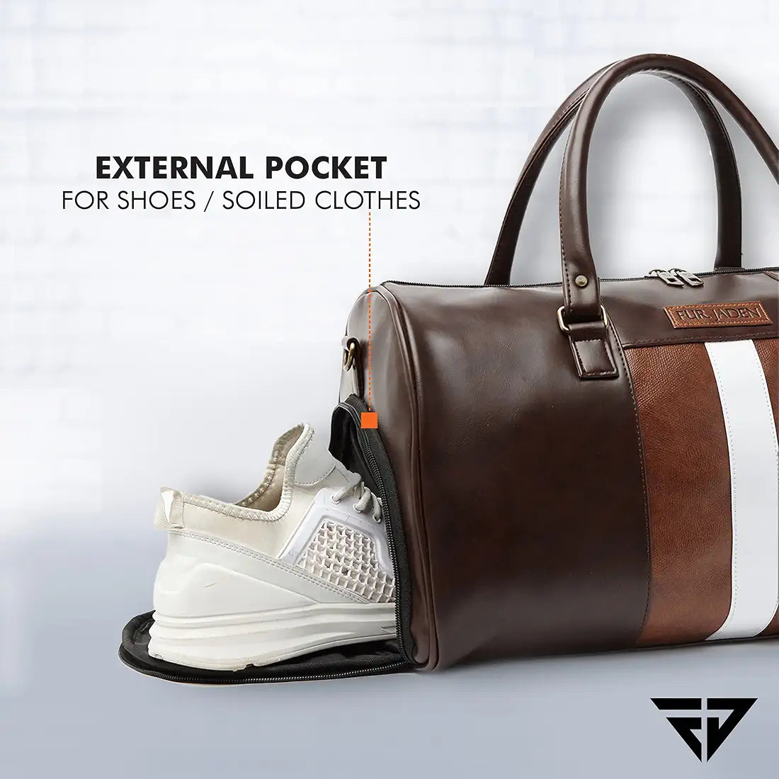 Fur Jaden Weekender Travel Duffle Bag with Separate Shoe/Laundry Compartment for Men & Women Made of Vegan Leather