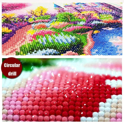 TREXEE DIY 5D Diamond Painting by Number Kits for Adults & Kids Full Drill Round Diamond Crystal Gem Art, Cross Stitch Crystal Rhinestone Embroidery Home Wall Decor Gift  