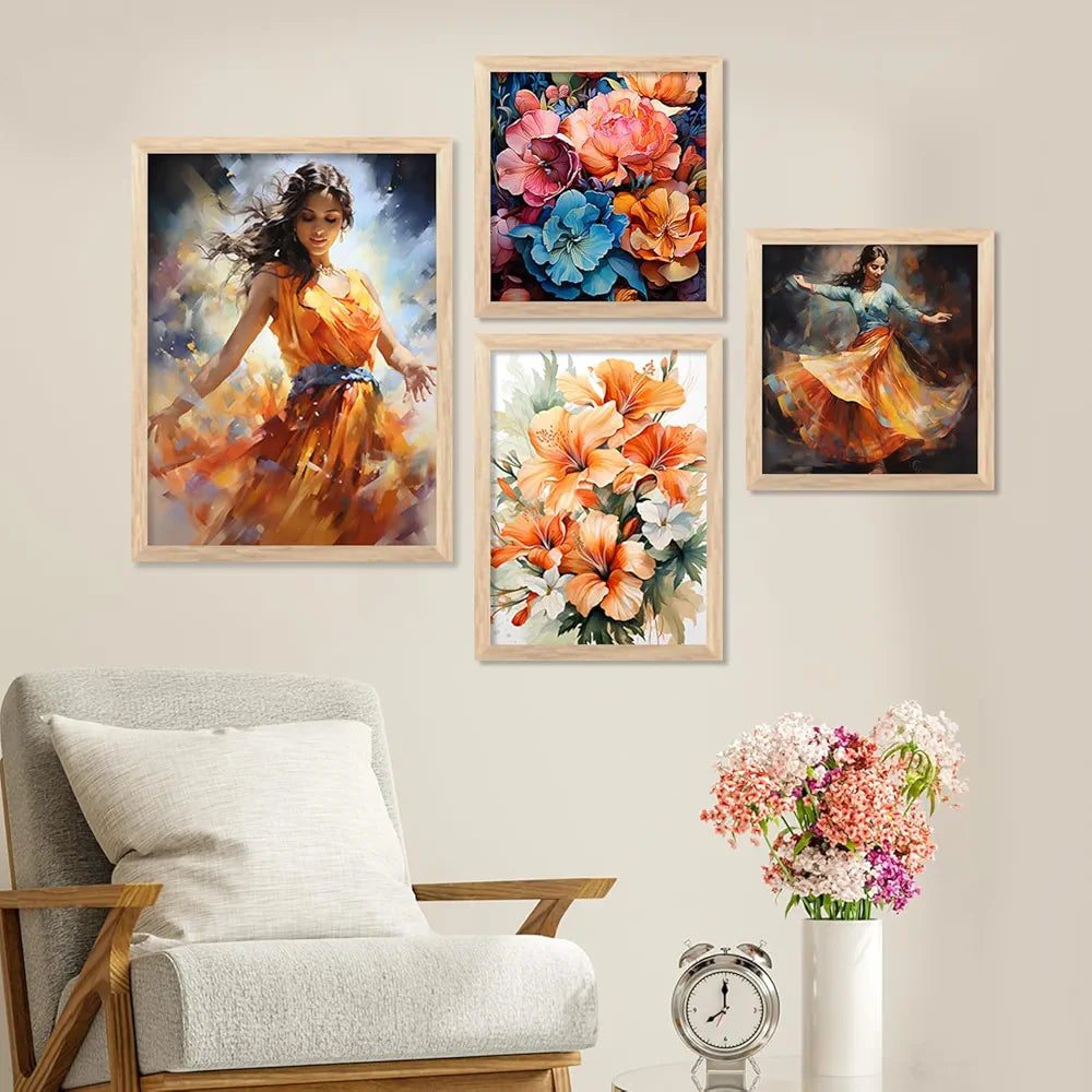 kotart Premium Digital Paintings with Frame Painting - Set of 4 Big Frames B