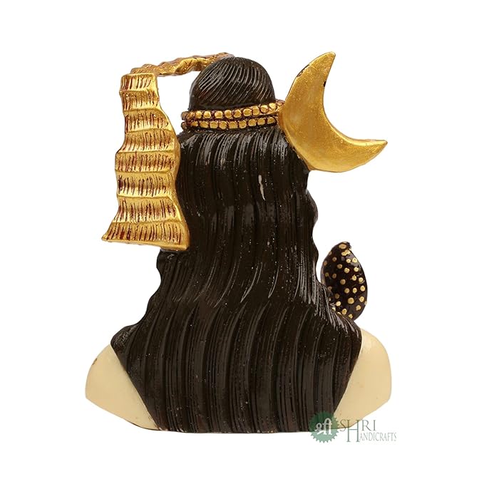 Indicast Resin 4" Inch Lord Shiva Head Painting Mahadev Shiva Idol Statue for Home Decor Handcrafted Shankara Murti