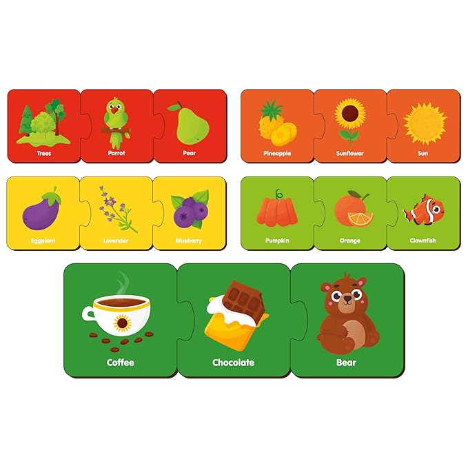 Mini Leaves Colors 3 Piece Puzzle Color Matching Puzzle Set of 5 | Montessori Early Educational Pre School Puzzle Toys for Kids