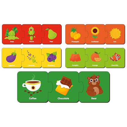 Mini Leaves Colors 3 Piece Puzzle Color Matching Puzzle Set of 5 | Montessori Early Educational Pre School Puzzle Toys for Kids