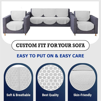 Kuber Industries Dot Sofa Slipcover Set 5-Seater Sofa Cover for Home Decor White