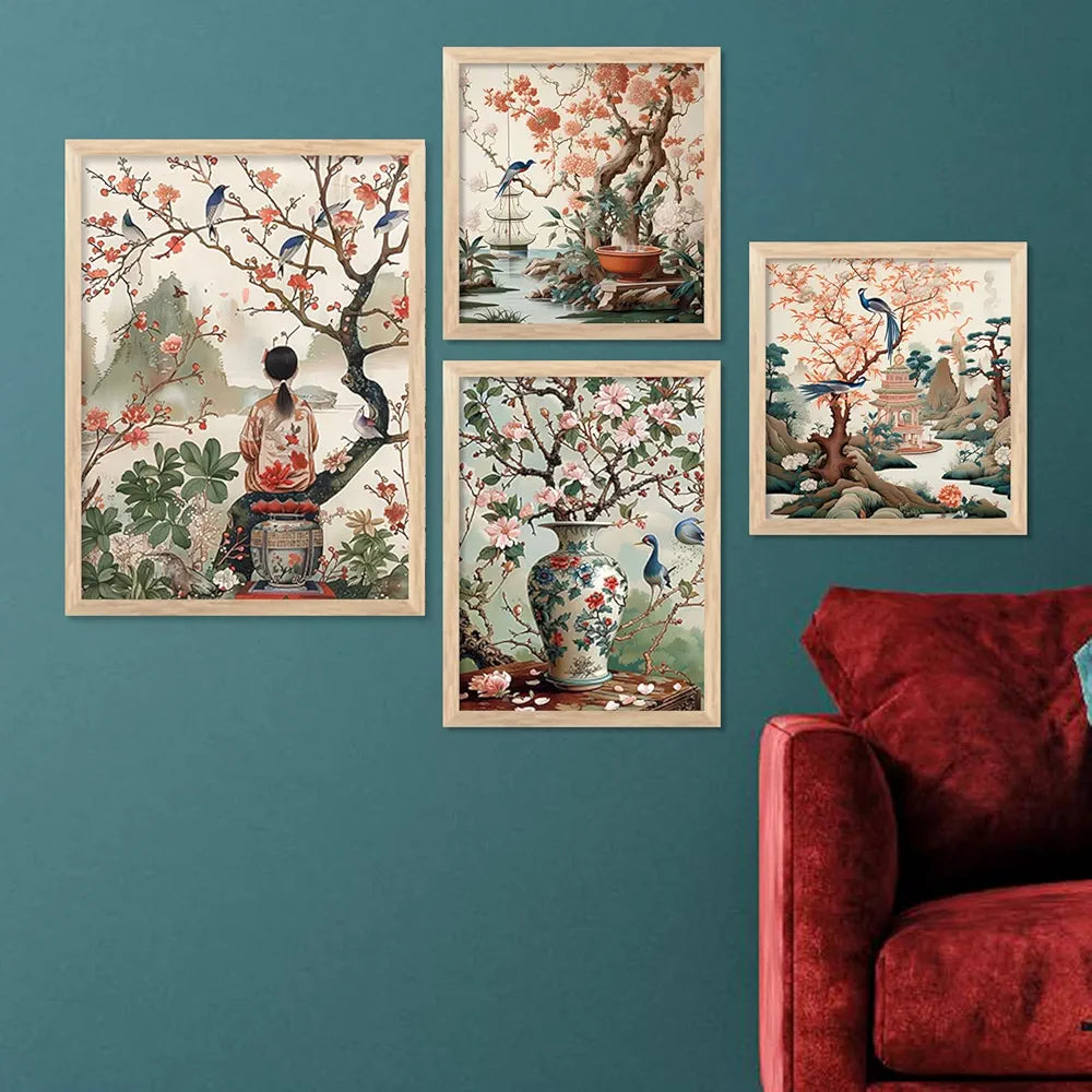 Kotart Nature Inspired Modern Art Paintings with Frame Set of 4 Frames C