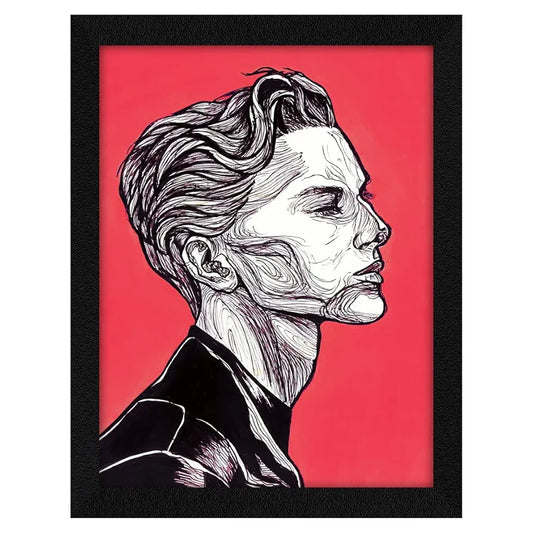 ArtX Paper Line Art Dreamer Boy Abstract Frame Wall Art Painting