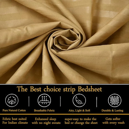 Fresh From Loom Breathable Queen Size Flat Solid Bedsheets Hotel & Home Double Bedsheet Set With 2 Pillow Covers 144 TC