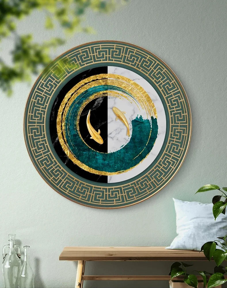 Livin'luxe Paintings Fish Abstract Modern Art Premium Sparkle Lamination Golden Slim Frame Large Size GRM-17