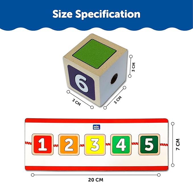 Mini Leaves Wooden Lacing Activity for Kids | Wooden Block Toys Includes 10 Wooden Blocks | 4 Colourful Laces and 24 Activity Cards