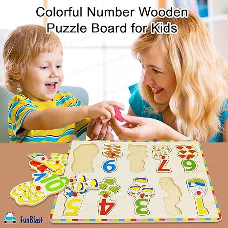FunBlast Wooden Colorful Learning for Kids with Knobs Educational Learning Wooden Board