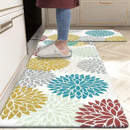 Ishro Home Velvet Premium Kitchen Mats For Floor Kitchen Runner 2 Pcs Set Colour Breeze Multicolor