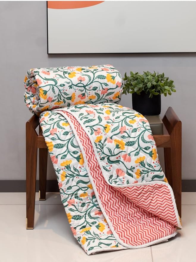 Urban Space Double Bed AC Blanket Microfiber Quilt Soft Reversible Printed AC Blanket Colour Kashmir