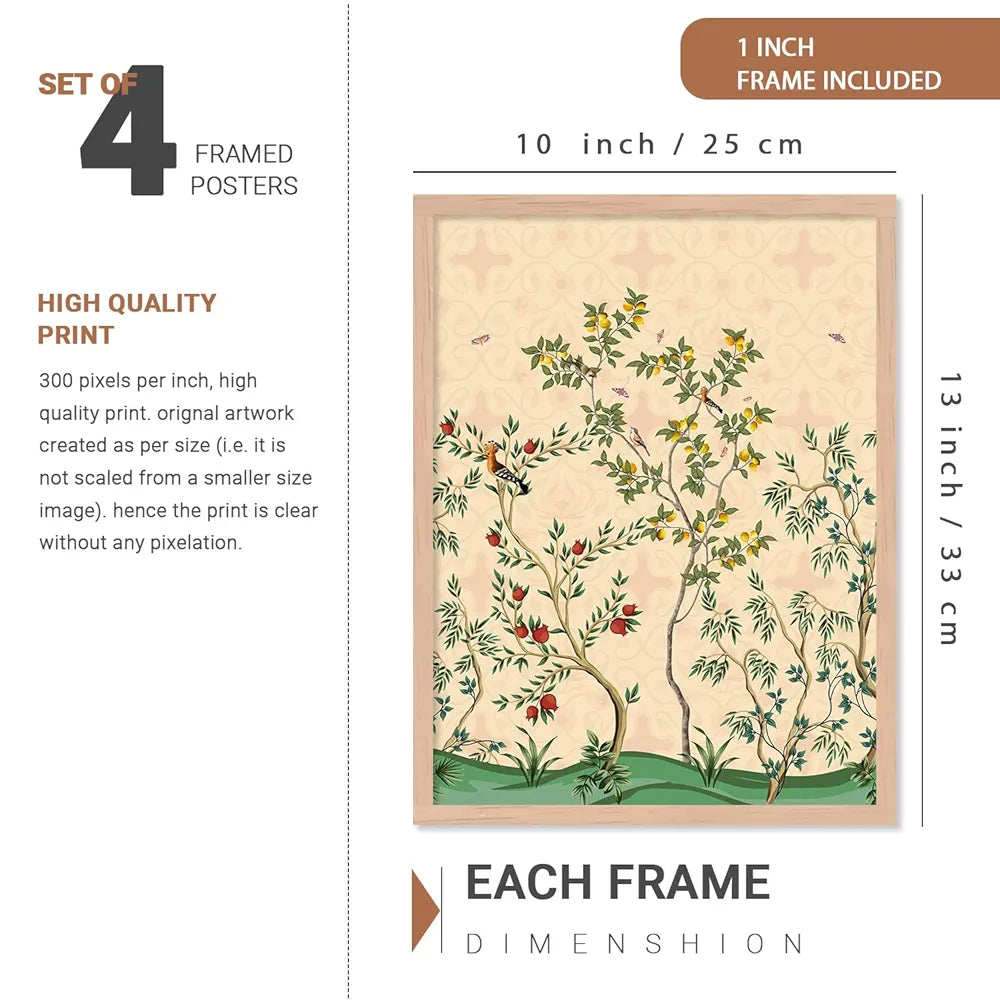 Kotart Madhubani Art Collection Painting with Frame Pack of 6 B