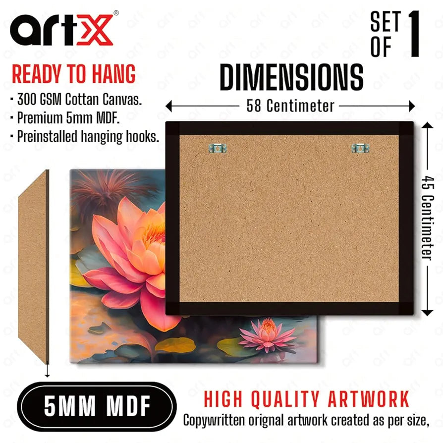 ArtX Canvas Bloomed Lotus Painting For Vastu Big Size Nature
