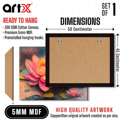 ArtX Canvas Bloomed Lotus Painting For Vastu Big Size Nature