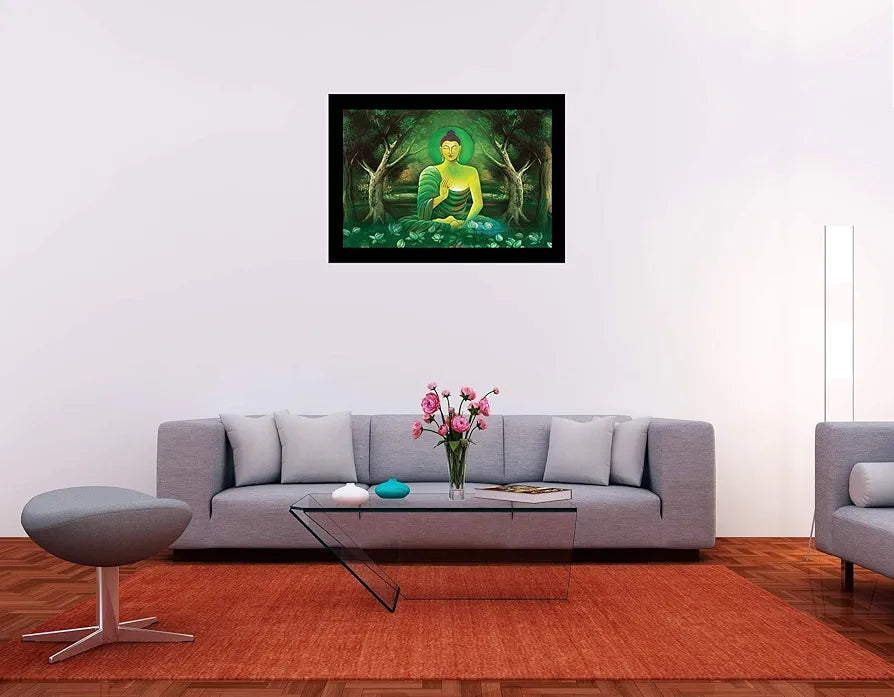 Lifehaxtore Wood Blessing Buddha Art Framed Painting