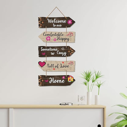 Artvibes Home Quotes Decorative Wall Art Wooden Wall Hanger for Living Room | Set of 5