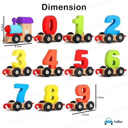 FunBlast Wooden Digital Colourful Number Train Educational Toys 0 to 9 Number Learning