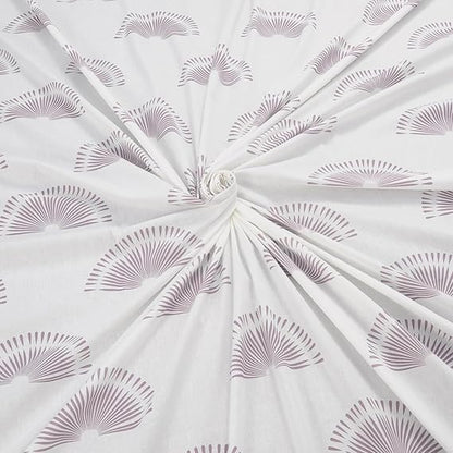 Huesland by Ahmedabad Cotton 144 TC Bedsheet for King Size Bed with 2 Pillow Covers | Sunrise | White & Powder Blue