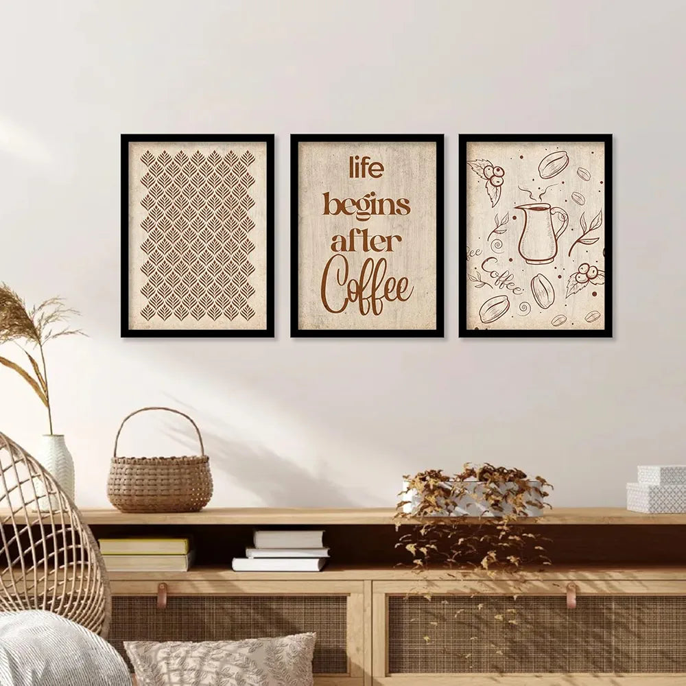 Kotart Wood Time To Drink Coffee Restaurant Quotes Posters With Frame For Kitchen