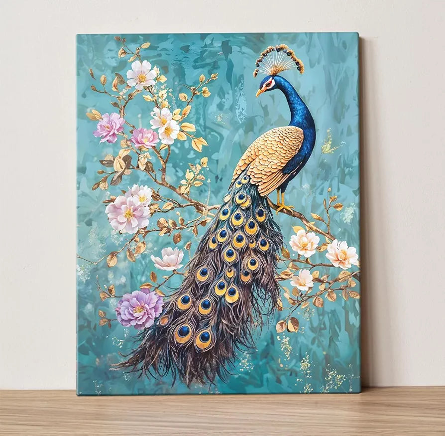 ArtX Canvas Peacock Painting For Wall Vastu Abstract