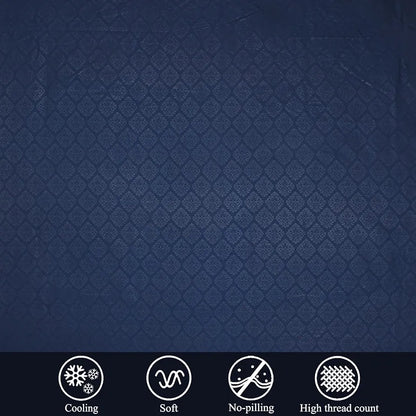 Fresh From Loom Hypoallergenic Rotary Printed Double Bedsheet Single Bedsheet With 1 Pillow Covers 144 TC Navy-Blue Damas