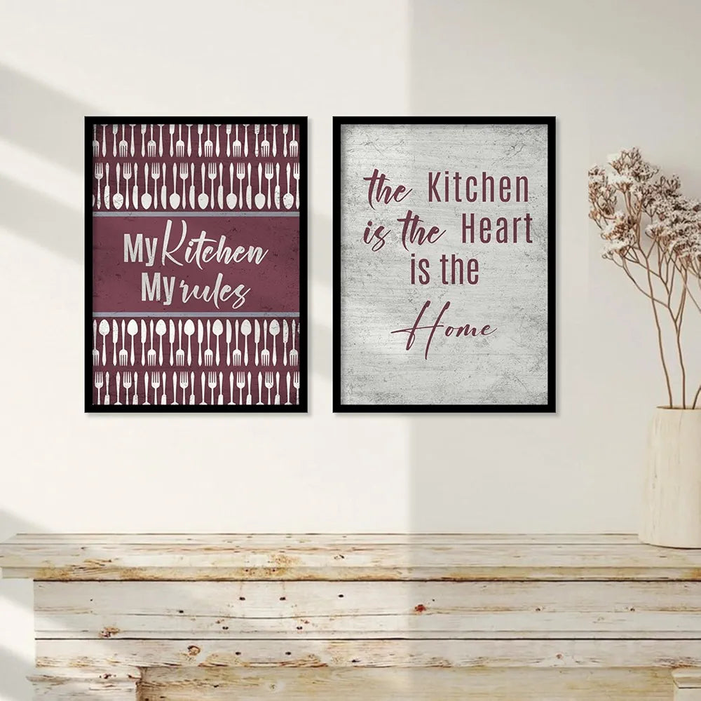 Kotart Baked With Love Restaurant Quotes Posters with Frame for Kitchen Wall Decoration