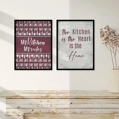 Kotart Baked With Love Restaurant Quotes Posters with Frame for Kitchen Wall Decoration