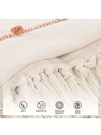 Sashaa World Multicolour Striped Comfort Cotton Throw Colour Natural