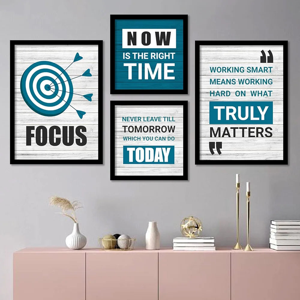 Kotart Wood Focus Motivational Quotes Framed Posters