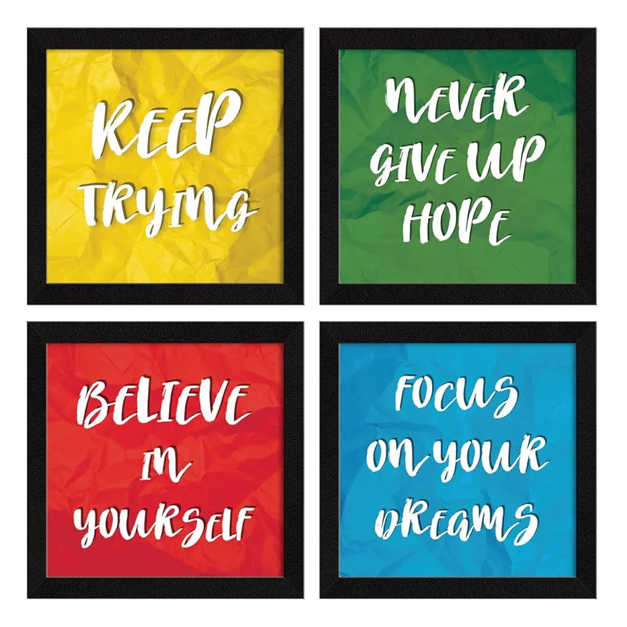 ArtX Paper Motivational Wall Frames Quotes Wall Art Painting Set of 4