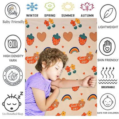 Fresh From Loom Cartoon Wrinkle Free Glace Cotton Bedsheet For Kids With 2 Pillow Cover 144 Tc Multicolor Pale
