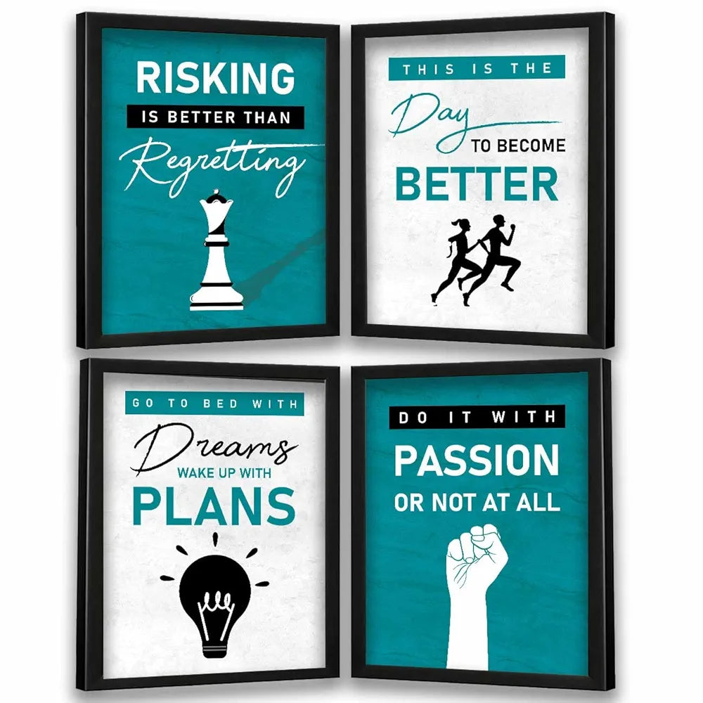 Kotart Risking Is Better Motivational Quotes Posters with Frame