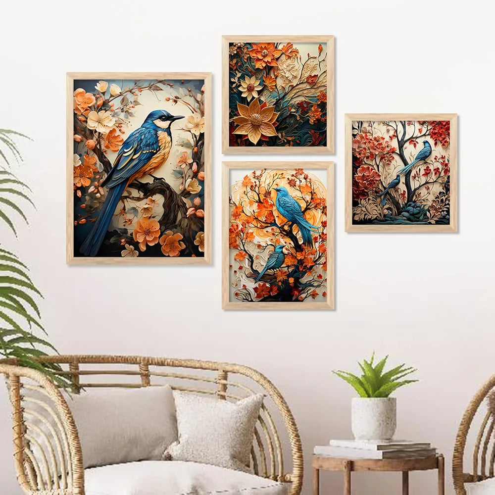 kotart Nature Inspired wall Art Paintings with Frame Set of 4 Frames D