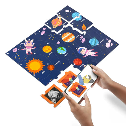 Playshifu 20 Space Flashcards with Space Quest for Kids - Boost General Knowledge, Builds Vocabulary with 4D Educational AR-Powered STEM Fun Learning, Interactive Game 