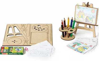 Funvention- for Little Scientist in Every Kid Wooden Puzzle and Colouring Art Kit and DIY Craft Stem Learning Toys
