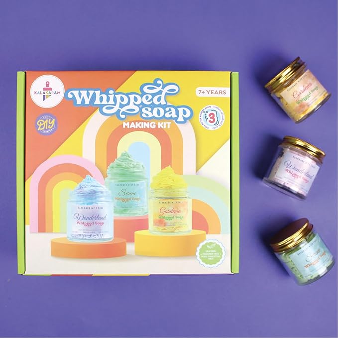 Kalakaram Whipped Soap Making Kit | Make 3 Pretty Jar Whipped Soaps | Diy Kids Activity Kit