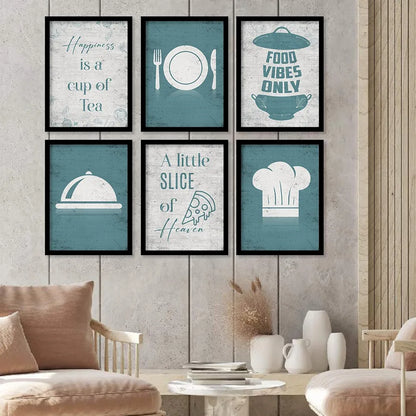 Kotart Wood Happiness Is A Cup Of Tea Restaurant Quotes Posters With Frame For Kitchen