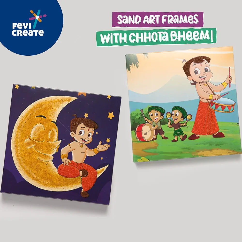 Fevicreate Chhota Bheem Chhutki Sand Kit | All-in-one DIY Craft Kit | Make 2 picture frames with Sand Packets | Birthday Gift | Screen-Free Learning | by Fevicol | Best Gift for Boys & Girls 5+ years