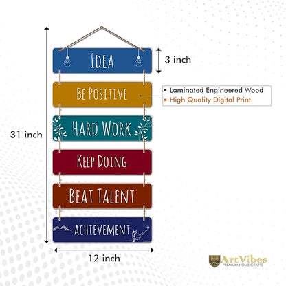 Artvibes Designer Wall Hanging Wooden Art Decoration Item for Living Room | Set of 6
