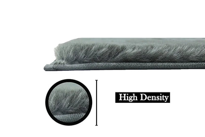 Luxe Home International Ruffle Bath Runner Rabbit Fur 1000 GSM Super Soft Anti Skid Rug for Bedroom 2 X 5 Ft  Colour Grey
