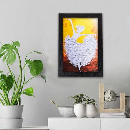 Lifehaxtore Abstract Art Wooden Dancing Girl Framed Painting