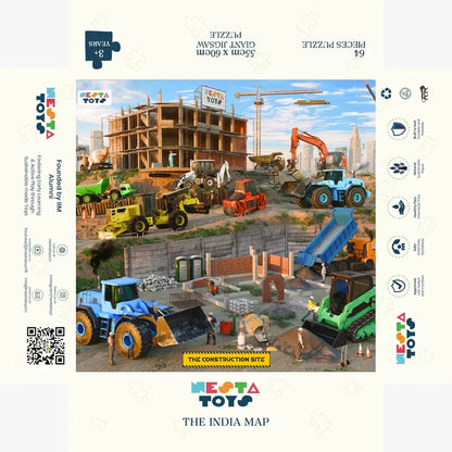 NESTA TOYS - Floor Puzzle & Game -Construction Site & Vehicles, Jigsaw & Toddler Puzzles, Educational Toy, Gifts for Boys & Girls Ages 3, 4, 5, 6, 7 