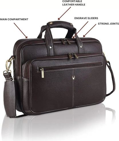WildHorn Leather 15 inch Laptop Bag for Men I Padded Laptop Compartment I Carry Handles with Adjustable Strap